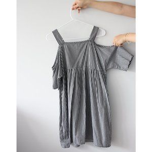 Monki Cold Shoulder Gingham Mini Dress